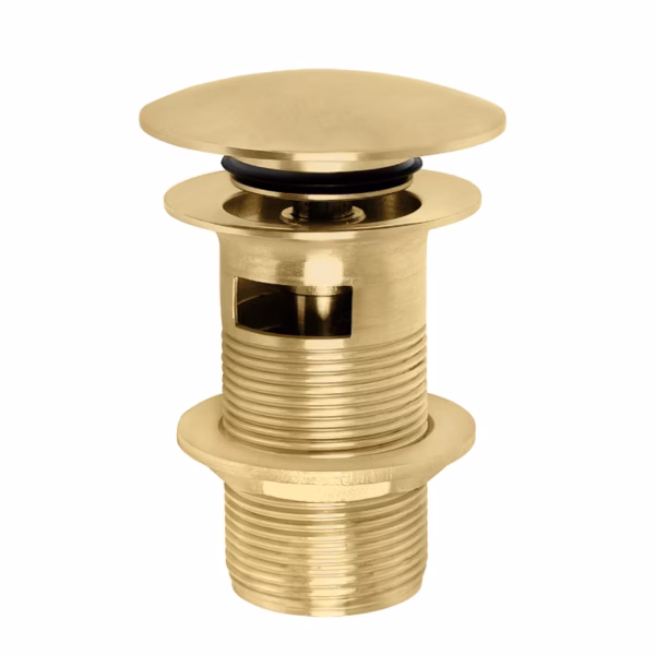 RVS click wastafel afsluiter doorvoer met overloop PVD Gold