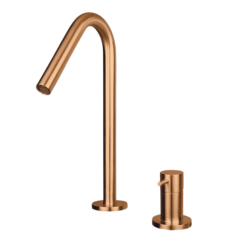 RVS wastafel inbouwkraan mengkraan compleet PVD raw copper