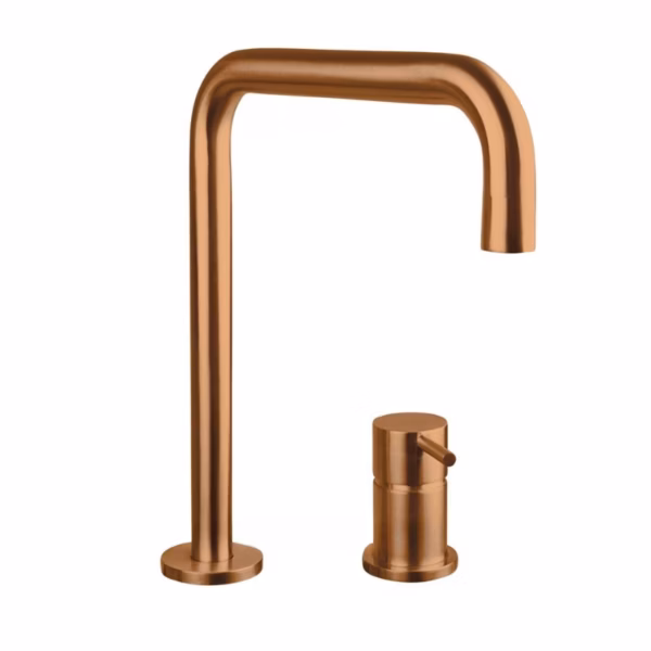 RVS wastafel inbouwkraan mengkraan compleet Raw copper
