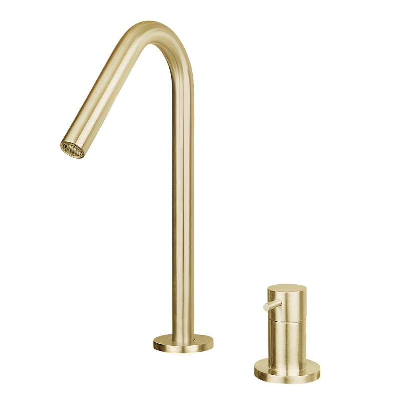 RVS wastafel inbouwkranen mengkraan compleet PVD GOUD