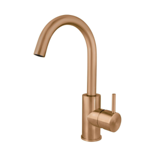 RVS wastafel opbouwkraan boogkraan PVD raw copper (2)