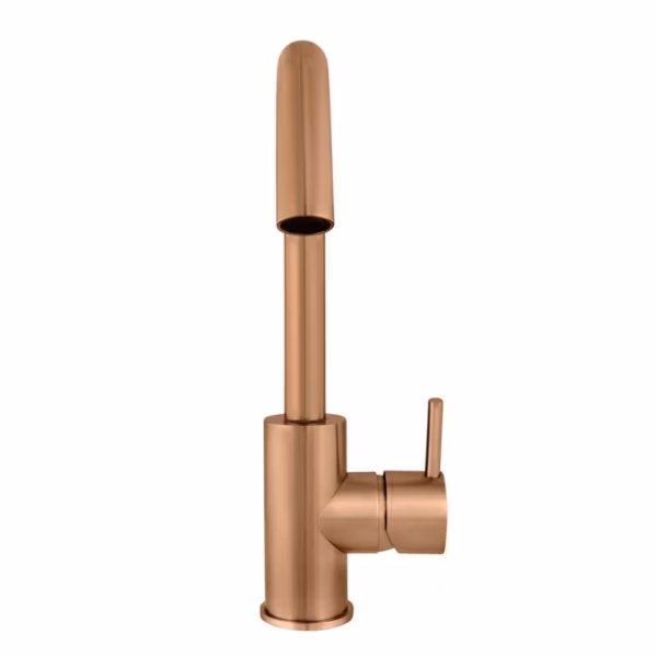 RVS wastafel opbouwkraan boogkraan PVD raw copper
