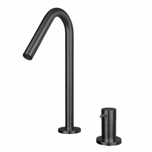 RVS wastafel inbouwkraan mengkraan compleet PVD gunmetal black