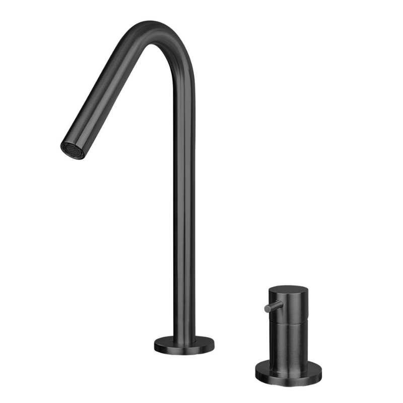 RVS wastafel inbouwkraan mengkraan compleet PVD gunmetal black