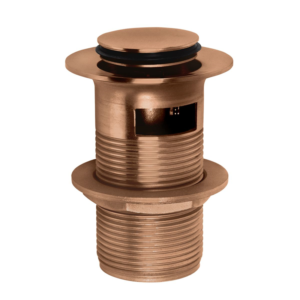 RVS click wastafel pop up met overloop PVD koper