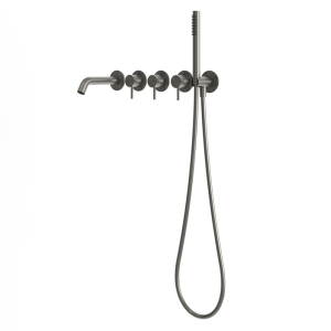 rvs 316L inbouw bad themostaatkraan met stopkranen PVD gunmetal black