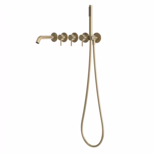 rvs 316L inbouw bad themostaatkraan met stopkranen PVD light gold