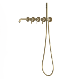 rvs 316L inbouw bad themostaatkraan met stopkranen PVD light gold