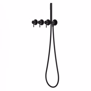rvs 316L inbouw douche thermostaatkraan met stopkranen PVD zwart