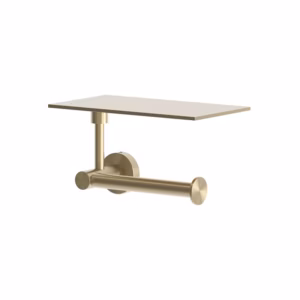 rvs 316L toiletrol houder met plateau PVD light gold