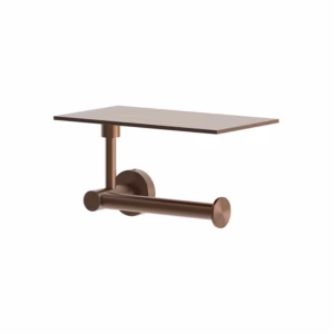 rvs 316L toiletrol houder met plateau PVD rawcopper