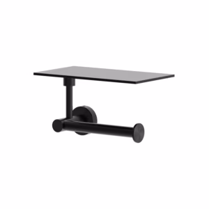 rvs 316L toiletrol houder met plateau PVD zwart